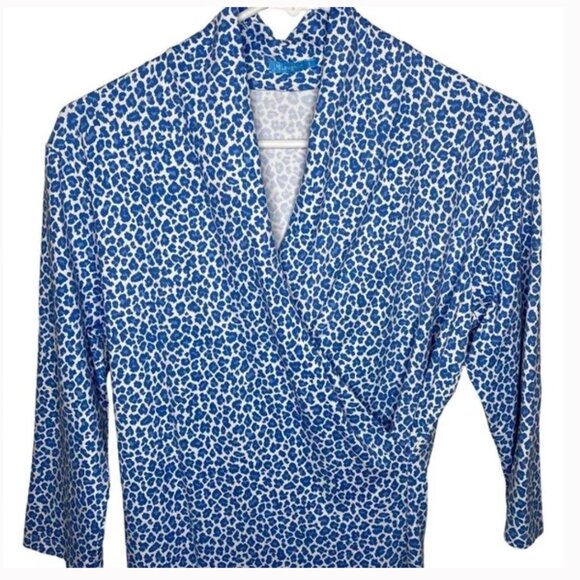 J. McLaughlin Catalina Blue Leopard Print Wrap Dress SZ S - Picture 5 of 11